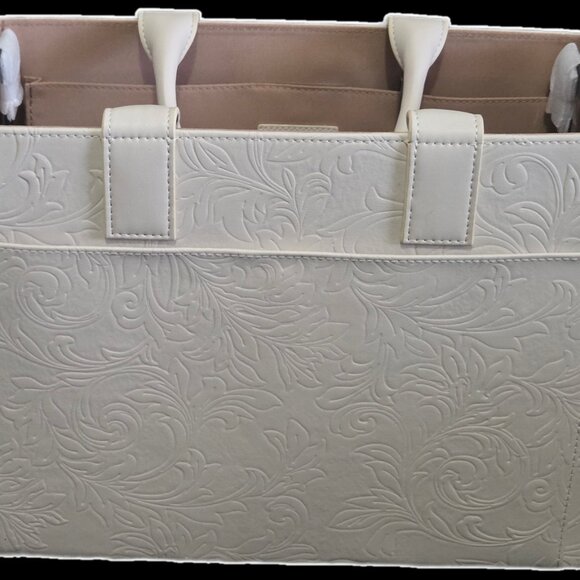 Levenger Filigree Portable File Tote - Eggshell White Office Box & Accessories - Picture 11 of 14